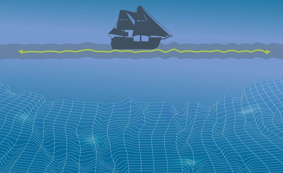 Silhouette of a sailboat in the sea