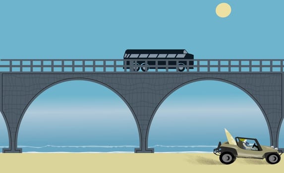 Woman driving a jeep on sand