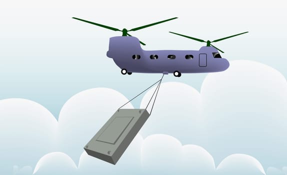 Helicopter carrying cargo