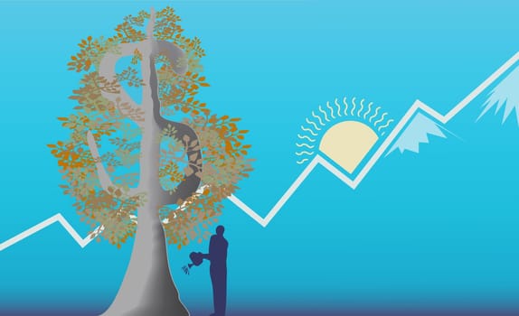 Businessman growing a money tree