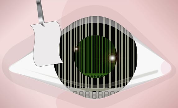 Close-up of bar code in a human eye