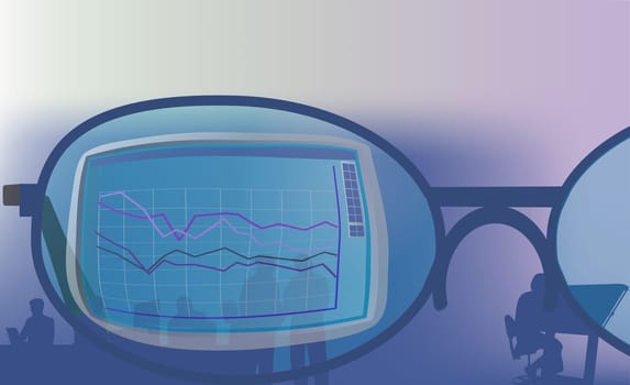 Reflection of a visual screen on eyeglasses