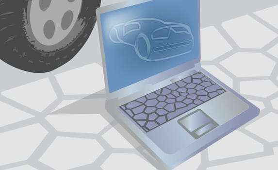 High angle view of a laptop