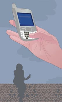 Hand holding a mobile phone