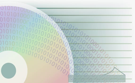 Close-up of a CD with binary codes