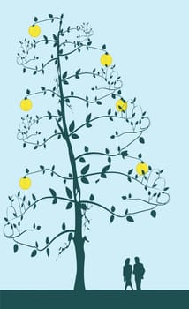 Two people under a money tree