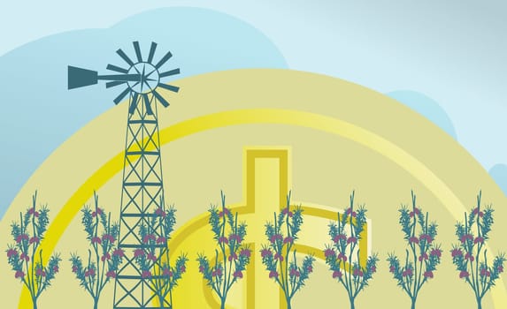 Windmill in front of the dollar sign