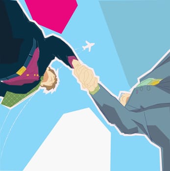 Low angle view of two businessmen shaking hands