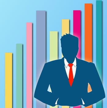 Businessman in front of bar graph