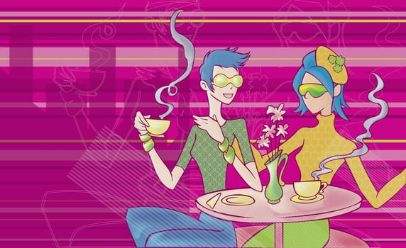 Two women sitting in a cafe