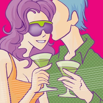 Couple holding wine glasses