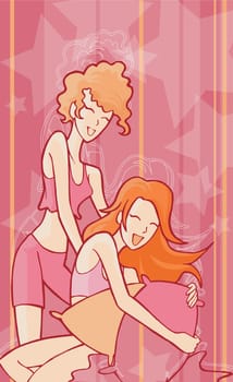 Two young women smiling