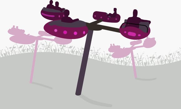Group of people riding on an amusement park ride