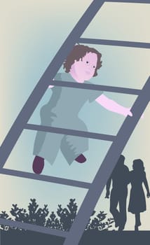 Girl climbing a ladder