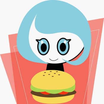 Girl holding a burger