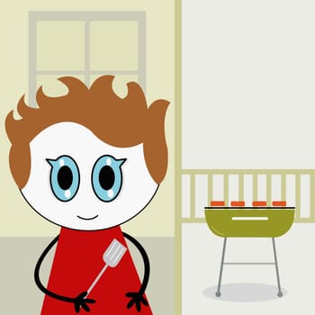 Boy holding a spatula