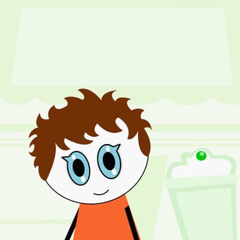 Boy sitting near an ice-cream float