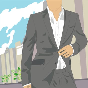 Businessman unbuttoning his coat