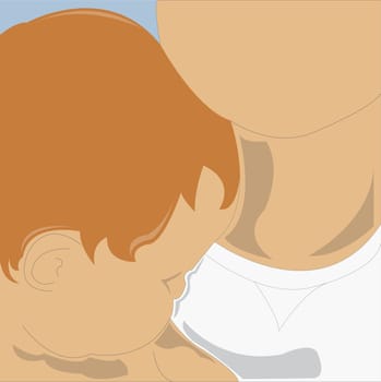 Woman carrying her baby