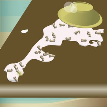 Euro symbols with dollar sign and spilt milk on a chart