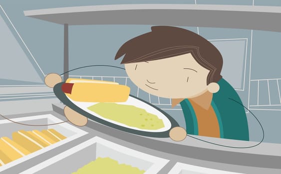 Man holding a hot dog on a plate