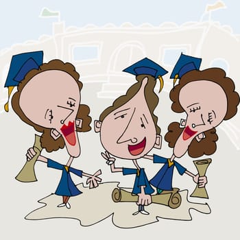 Close-up of graduates holding diplomas
