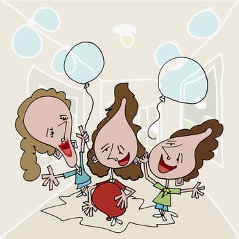 Two women cheering a pregnant woman