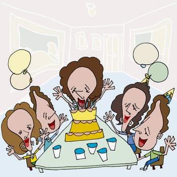 Woman celebrating her birthday with her friends