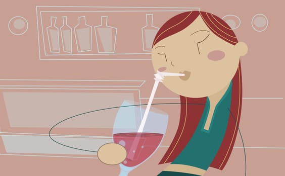 Woman drinking with a straw