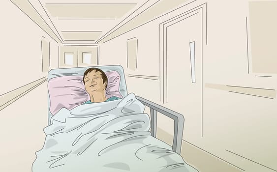 Male patient in a hospital bed