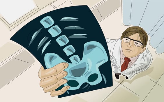 Male doctor looking at an x-ray