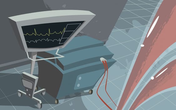 High angle view of a heart monitor