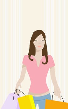 Young woman holding shopping bags