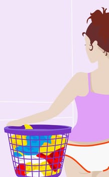 Young woman holding a laundry basket