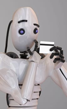 Robot holding a credit card