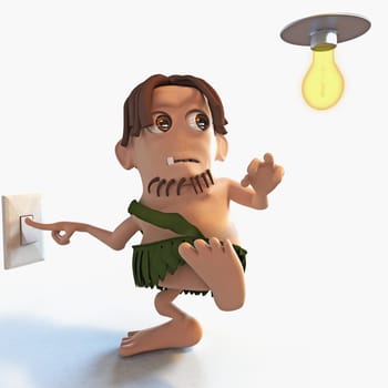 Man switch off a light bulb