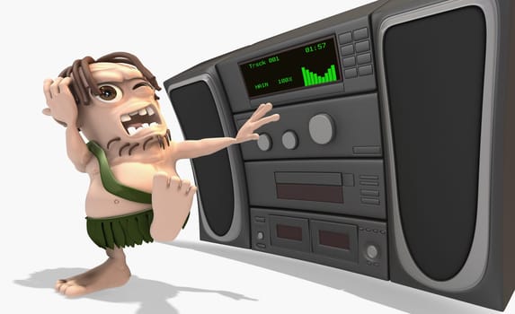 Man touching a stereo
