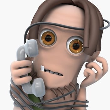 Man tied up with a phone cord