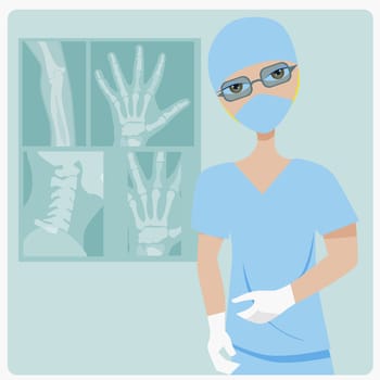 Young woman standing near x-rays