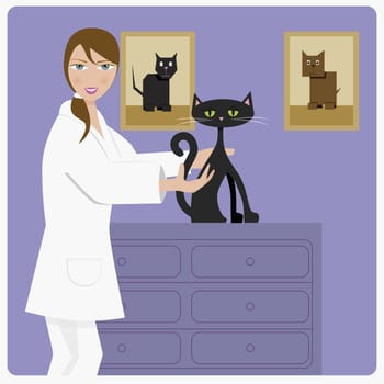 Portrait of a vet holding a cat