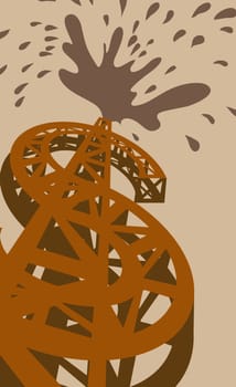 Low angle view of an oil rig in the shape of a dollar sign
