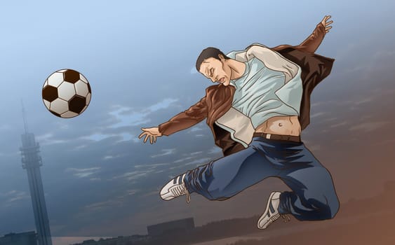 Man playing with a soccer ball