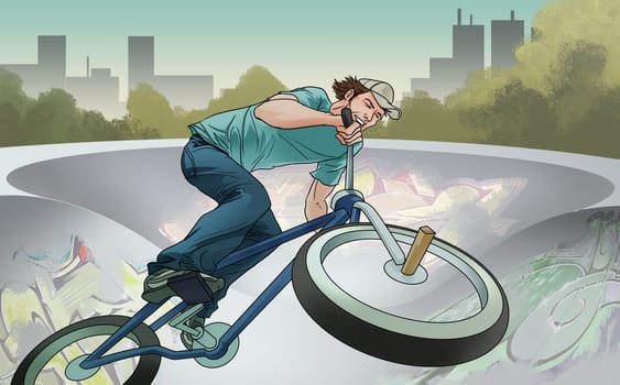 Man performing with a bicycle