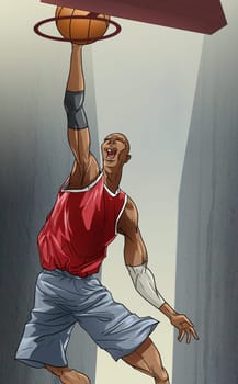 Man shooting a basket