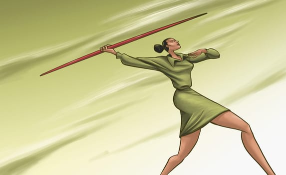 Businesswoman throwing a javelin