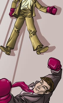 Businessman rising his hands