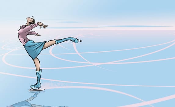 Young woman ice skating