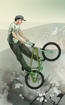 Man performing stunts on a bicycle