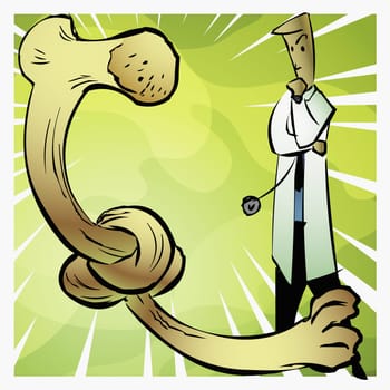 Male doctor looking at the knot of a human bone
