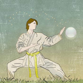 Man practicing martial arts